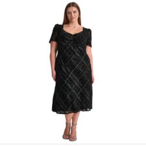 DKNY Plus Size Textured Sweetheart- Black 18W